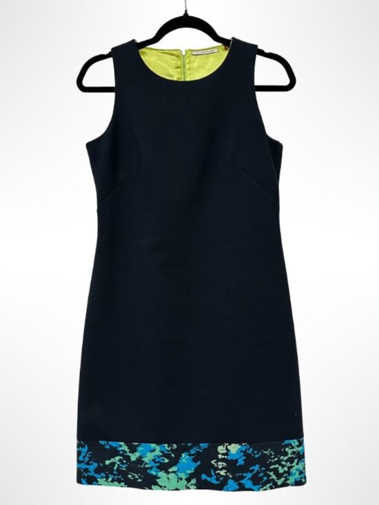 T Tahari Dresses & Skirts - T TAHARI Sleeveless Sheath Print Hem Dress Navy Blue Size 6
